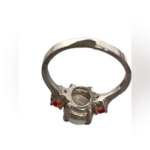 Sterling Silver Lab Created Opal & Citrine Ring. Pre Owned size 8 - Picture 3 of 5